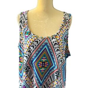 Rouge Collection Colorful Geometric Tank Maxi Dress